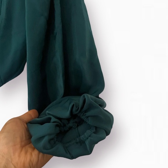 URBAN OUTFITTERS | TEAL CORSET TOP WITH BALLOON SLEEVES - Picture 5 of 6